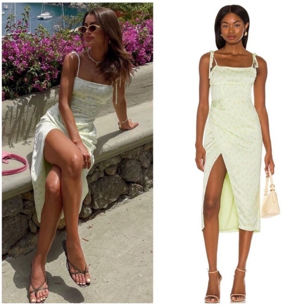 Camila Coelho Bavel Midi Dress Sage Delilah Floral Green New with Tags!
